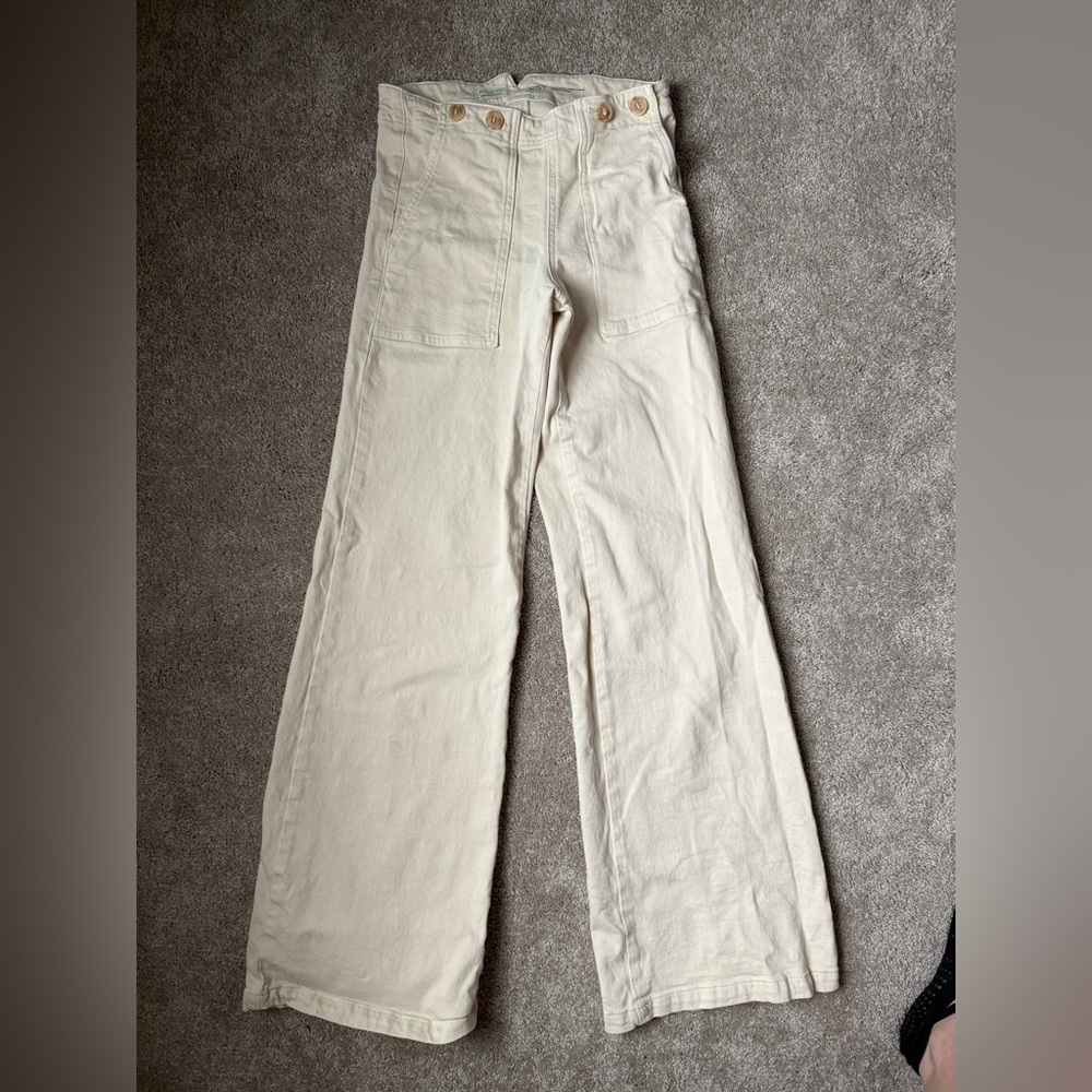 Pilcro Off-White Wide-Leg Trousers